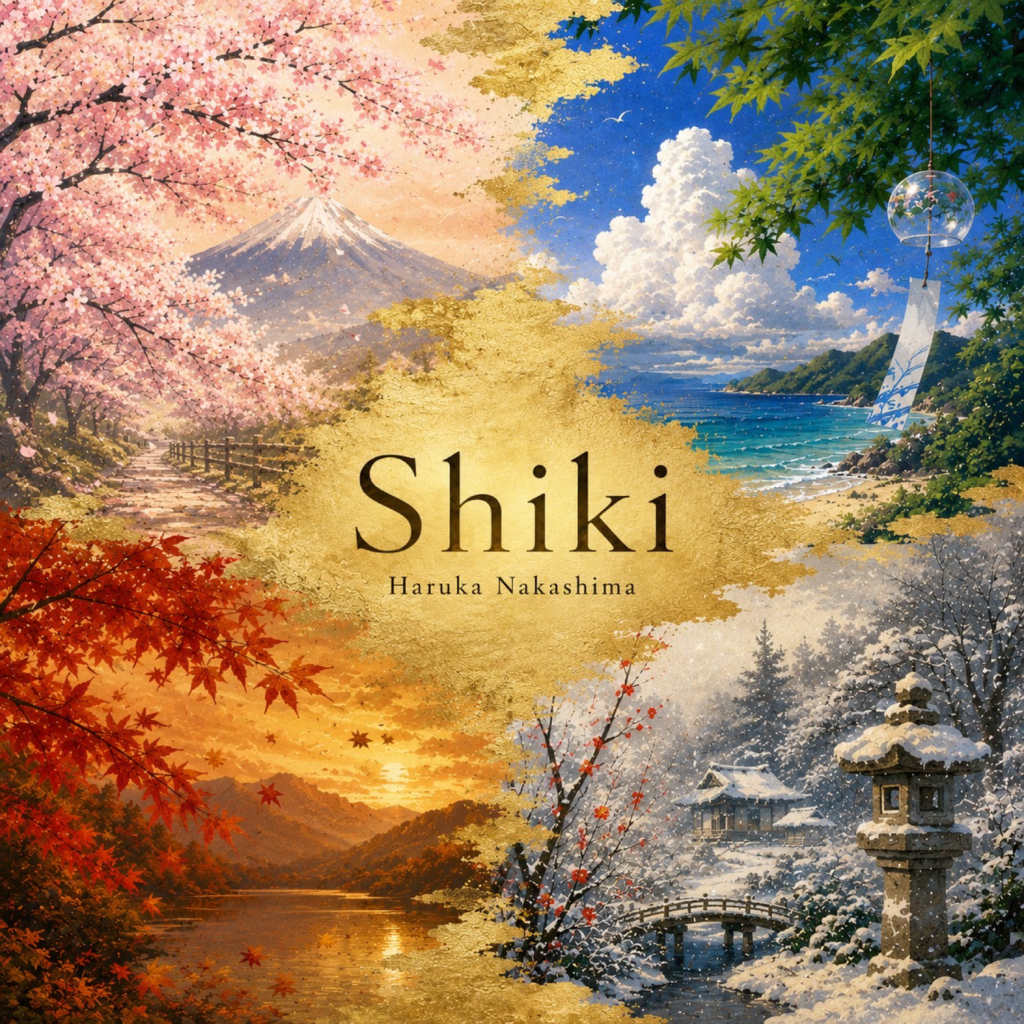 Shiki / Haruka Nakashima ジャケット。春夏秋冬の風景を描いたアートワーク